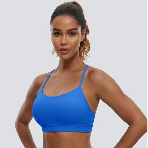 CRZ YOGA Other - NWOT CRZ YOGA Electric Blue/Sparkle Blue Strappy Racerback Sports Bra